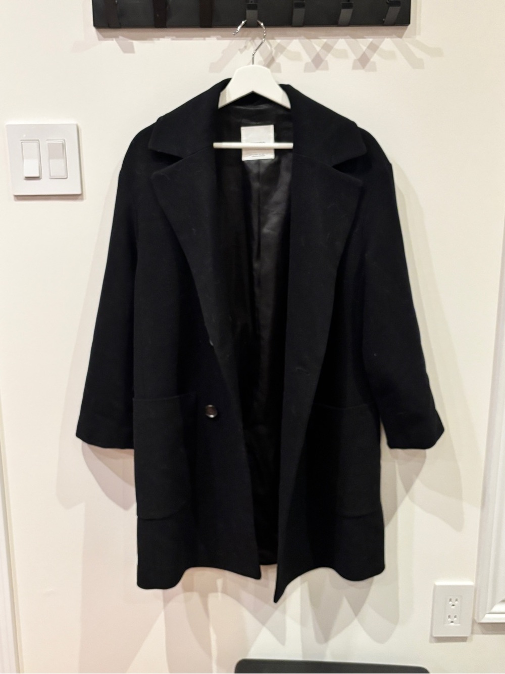 Mango Black Single-Button Long Trench Coat